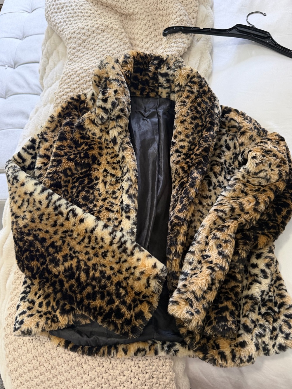 Leopard Print Faux Fur Jacket - Women's Animal Print Coat